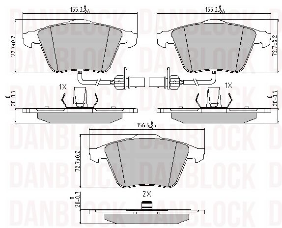 Kit de plaquettes de frein, frein à disque DANBLOCK DB 510504