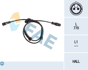 Capteur, vitesse de roue FAE 78026