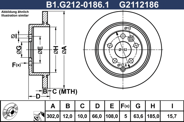 Disque de frein GALFER B1.G212-0186.1