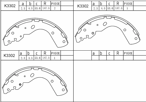 Jeu de mâchoires de frein ASIMCO K3302