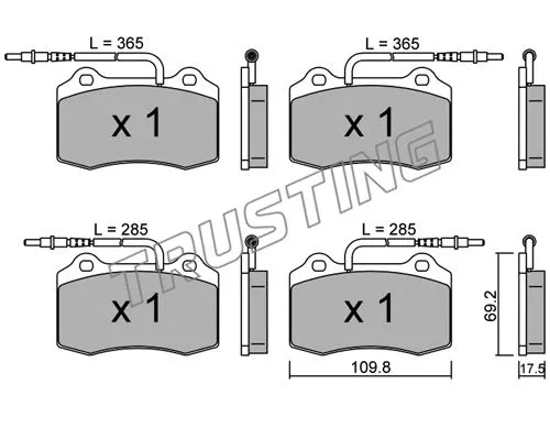 Kit de plaquettes de frein, frein à disque TRUSTING 260.1