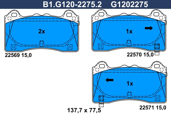 Kit de plaquettes de frein, frein à disque GALFER B1.G120-2275.2