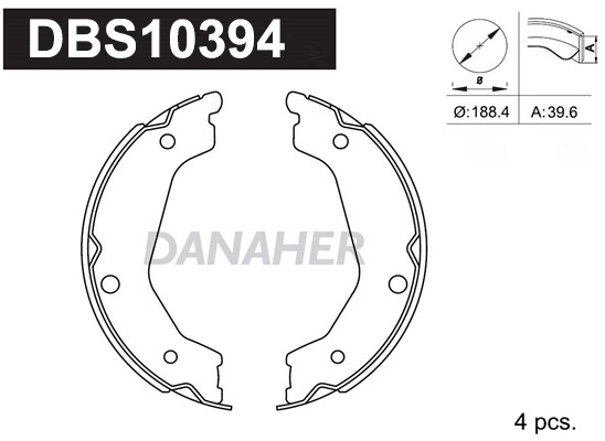 Jeu de mâchoires de frein, frein de stationnement DANAHER DBS10394