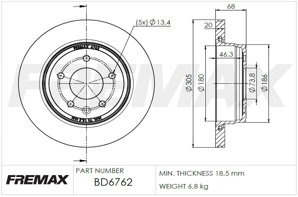 Disque de frein FREMAX BD-6762