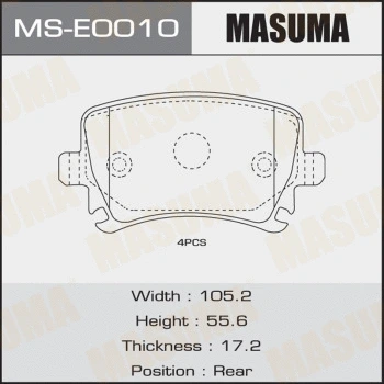 Jeu de mâchoires de frein MASUMA MS-E0010