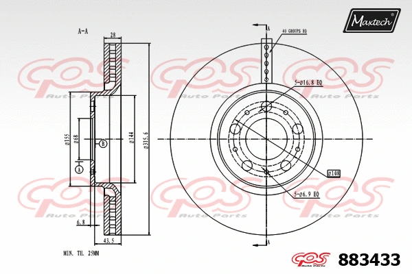 Disque de frein MAXTECH 883433
