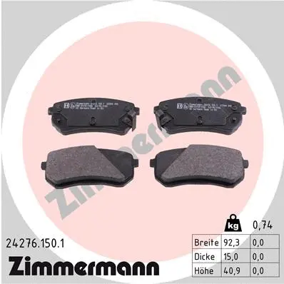 Kit de plaquettes de frein, frein à disque ZIMMERMANN 24276.150.1