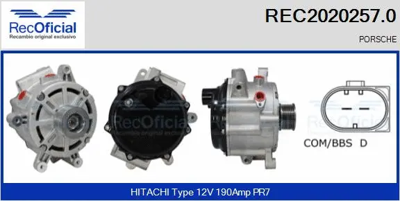 Alternateur RECOFICIAL REC2020257.0