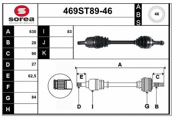 Arbre de transmission STARTCAR 469ST89-46