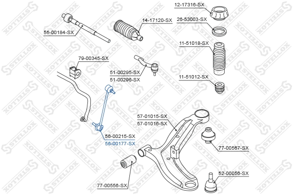 Entretoise/tige, stabilisateur STELLOX 56-00177-SX