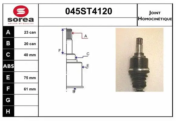 Jeu de joints, arbre de transmission STARTCAR 045ST4120