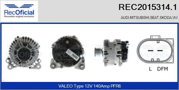 Alternateur RECOFICIAL REC2015314.1