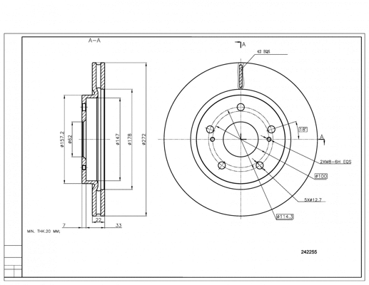 Disque de frein HART 242 255