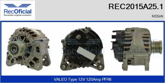 Alternateur RECOFICIAL REC2015A25.1