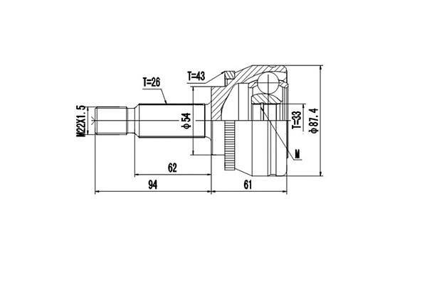 Jeu de joints, arbre de transmission DYNAMATRIX DCV839084