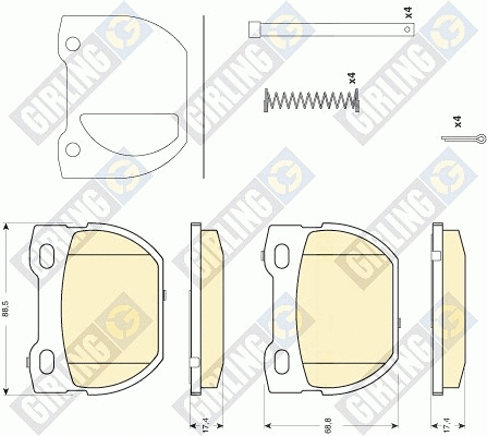 Kit de plaquettes de frein, frein à disque GIRLING 6116666