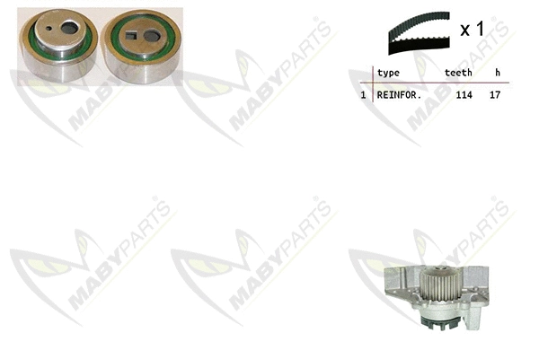 Pompe à eau + kit de courroie crantée MABYPARTS OBKWP0115