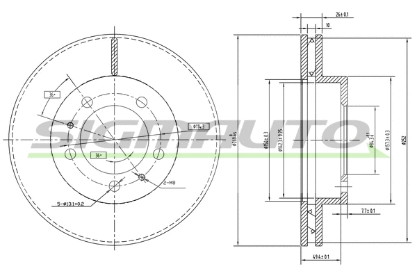 Disque de frein SIGMAUTO DBA772V