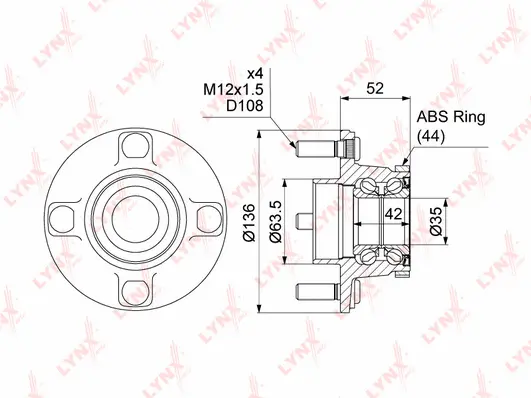 Kit de roulements de roue LYNXAUTO WH-1065