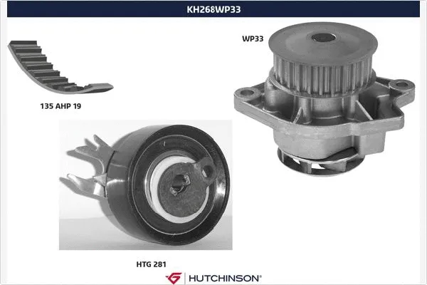 Pompe à eau + kit de courroie crantée HUTCHINSON KH 268WP33