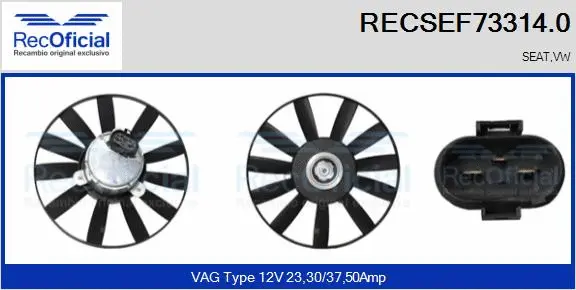 Ventilateur, refroidissement du moteur RECOFICIAL RECSEF73314.0