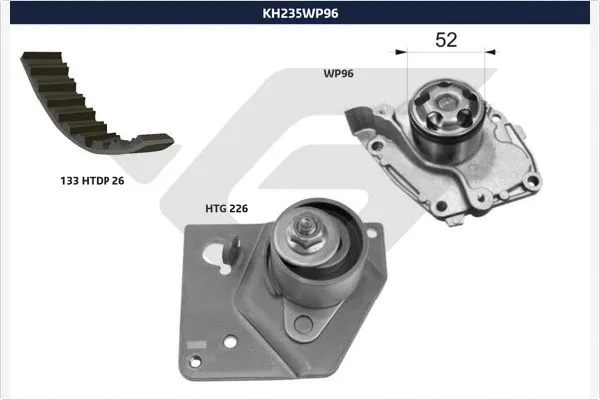 Pompe à eau + kit de courroie crantée HUTCHINSON KH 235WP96