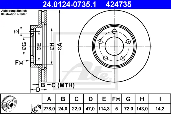 Disque de frein ATE-APAC 24.0124-0735.1