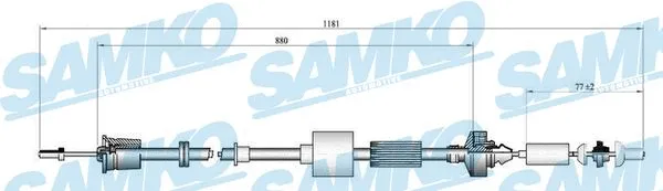 Tirette à câble, commande d'embrayage SAMKO C0185C
