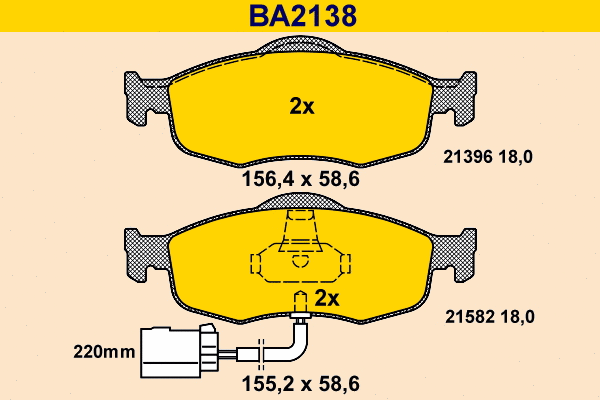 Kit de plaquettes de frein, frein à disque BARUM BA2138