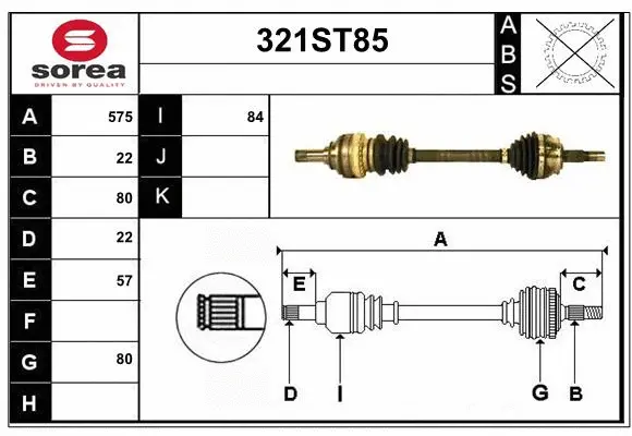 Arbre de transmission STARTCAR 321ST85