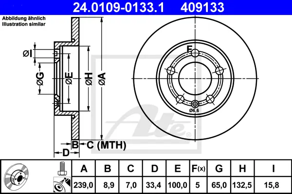 Disque de frein ATE-APAC 24.0109-0133.1