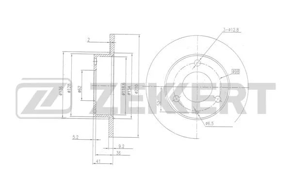 Disque de frein ZEKKERT BS-6101
