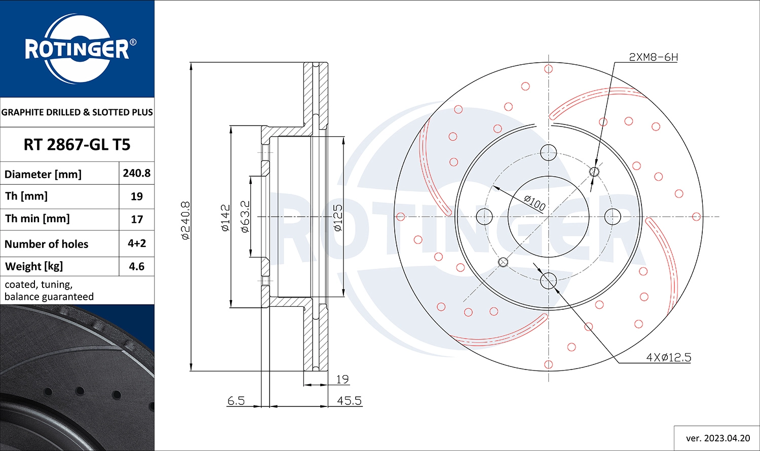 Disque de frein ROTINGER RT 2867-GL T5