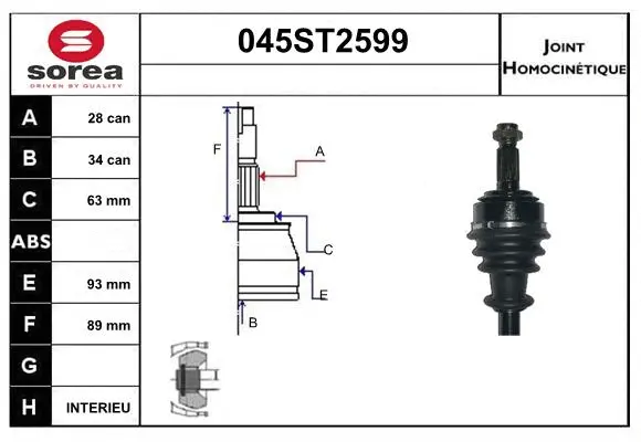 Jeu de joints, arbre de transmission STARTCAR 045ST2599