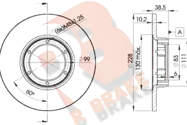 Disque de frein R BRAKE 78RBD22500
