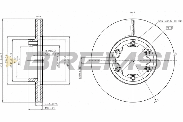 Disque de frein BREMSI CD5262V