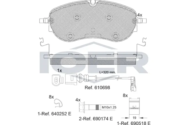 Kit de plaquettes de frein, frein à disque ICER 182391