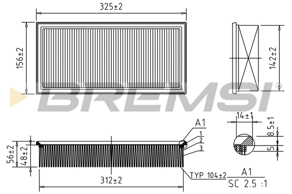 Filtre à air BREMSI FA1264