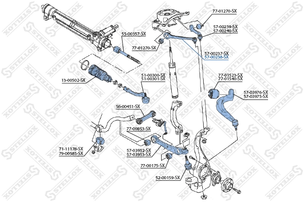 Bras de liaison, suspension de roue STELLOX 57-00238-SX