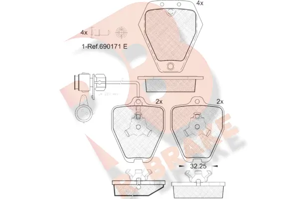 Kit de plaquettes de frein, frein à disque R BRAKE RB1693