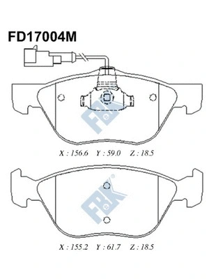 Kit de plaquettes de frein, frein à disque FBK FD17004M