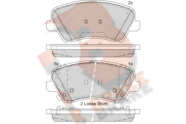 Kit de plaquettes de frein, frein à disque R BRAKE RB2029-207