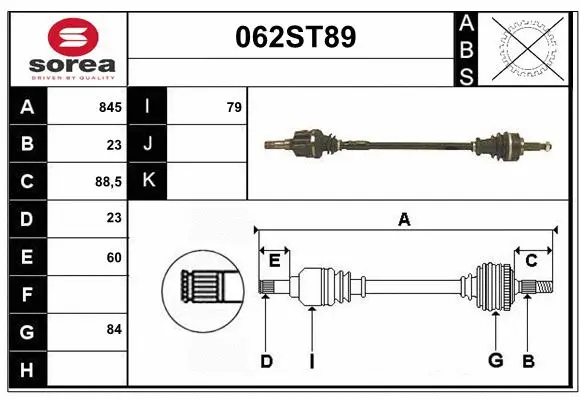 Arbre de transmission STARTCAR 062ST89