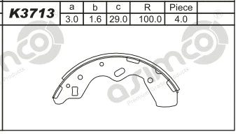 Jeu de mâchoires de frein ASIMCO K3713