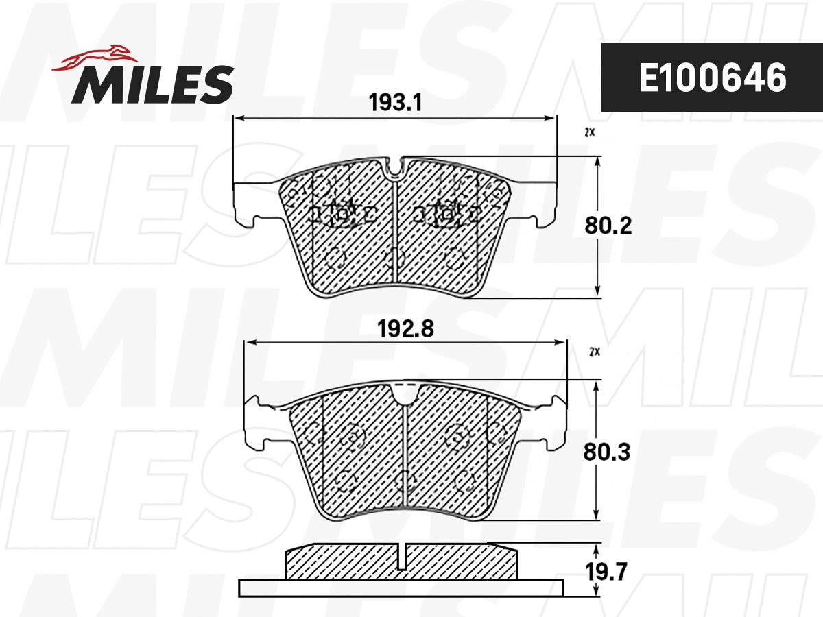 Kit de plaquettes de frein, frein à disque MILES E100646