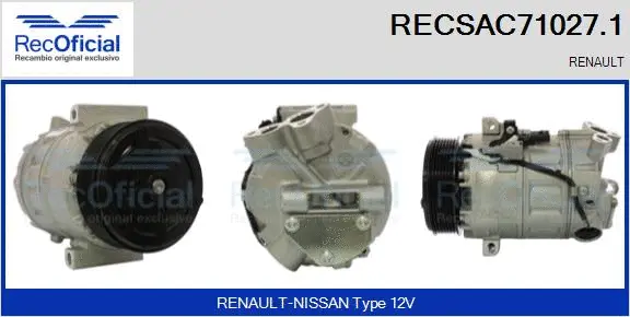 Compresseur, climatisation RECOFICIAL RECSAC71027.1