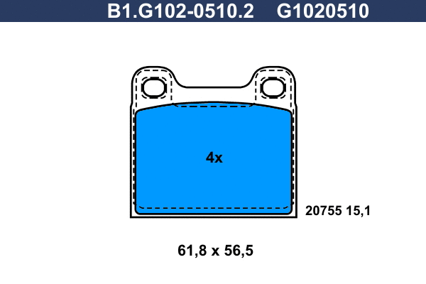 Kit de plaquettes de frein, frein à disque GALFER B1.G102-0510.2