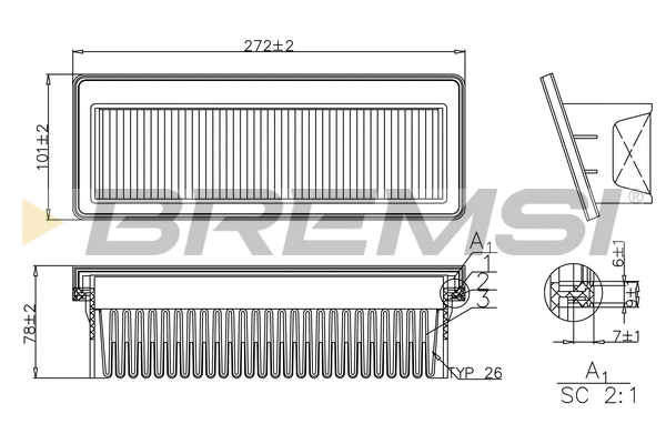 Filtre à air BREMSI FA1198
