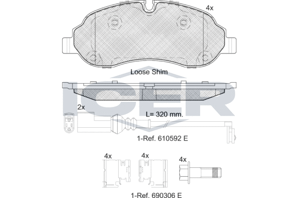 Kit de plaquettes de frein, frein à disque ICER 142217