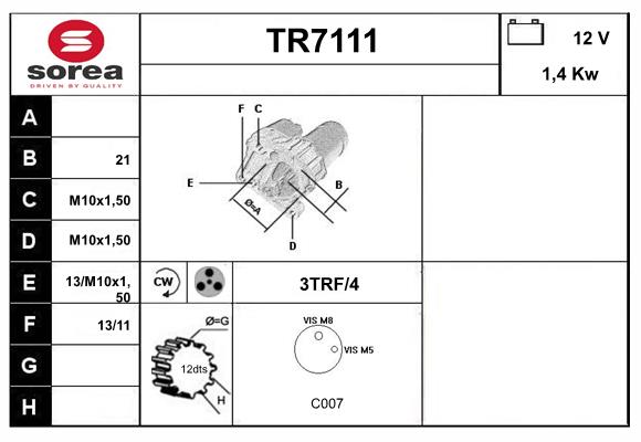 Démarreur SERA TR7111
